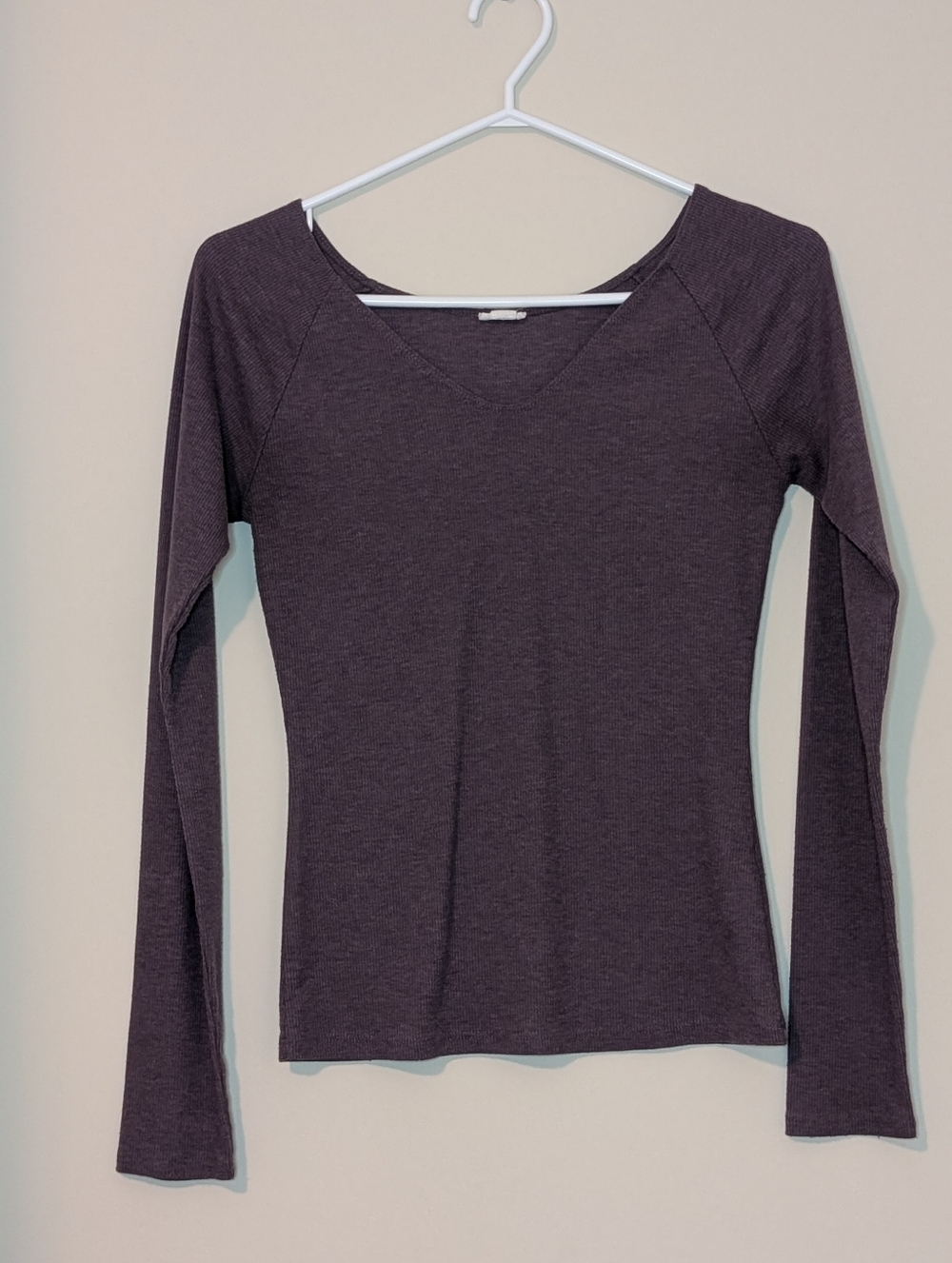 Garage Women's Long Sleeve Scoop Neck Top - Plum, Size Medium